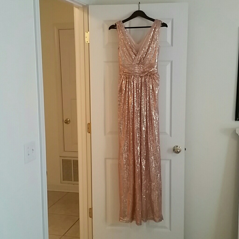 Rose gold sequin bridesmaid dress